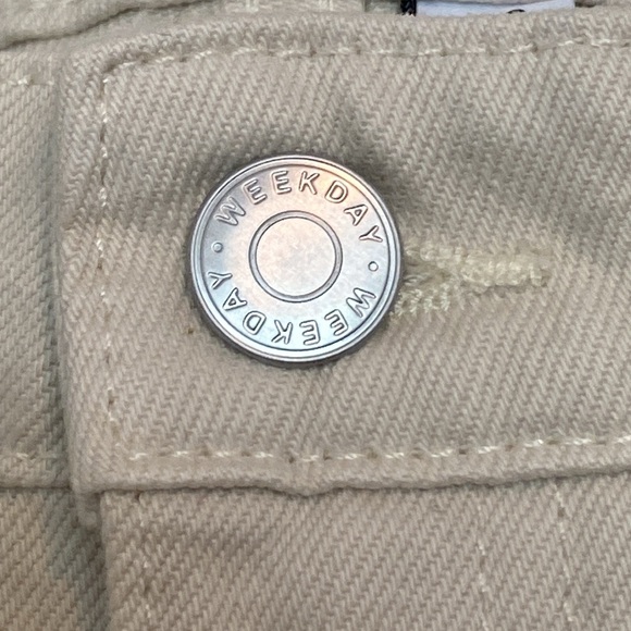 Weekday Ace Organic Cotton High Rise Wide Leg Denim Jeans White Dusty Light 30 - Picture 5 of 13